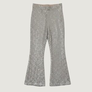 Windsor Silver Sequin Flare Pants High Waisted Trousers  Party Festival Medium